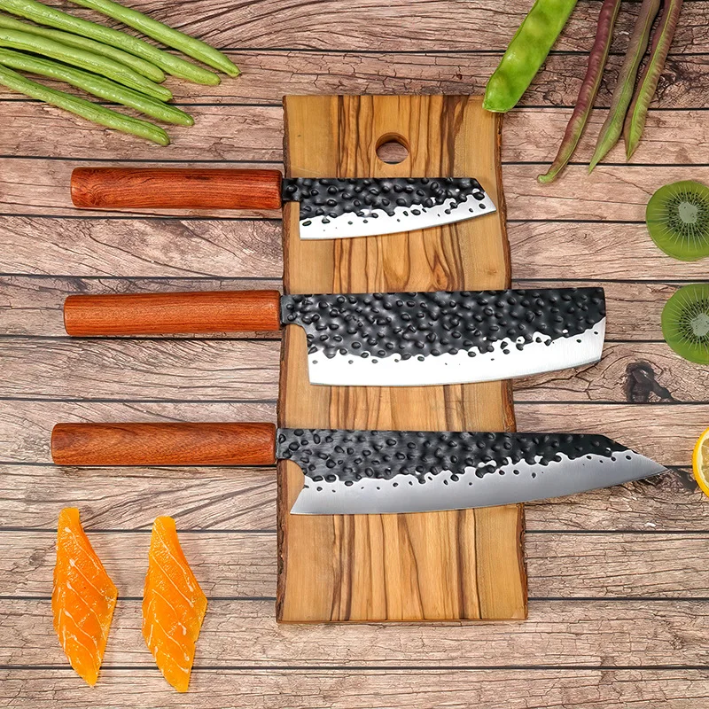 Professional Handmade Forged Kitchen Knife 5Cr15Mov High Carbon Steel Chef  Nakiri Utility Knives Fish Meat Slicer with Olive Wood Handle