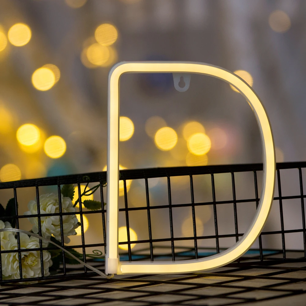 3D 26 букв Алфавит светодиодный свет Marquee знак настенная лампа в помещение подвесной ночник для свадьбы День рождения светодиодные лампочки для декора