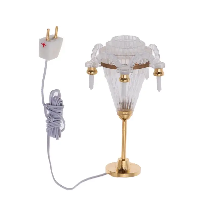 

1/12 mini house Miniature Transparent Chandelier with 5 Decorative Candles (Golden)
