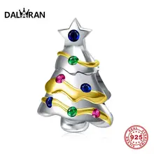 DALARAN, 925 пробы, серебряный шарм, CZ, прозрачная Рождественская елка, бисер для Diy, ювелирное изделие, подходит для женщин, Pandora, браслет, ожерелье, праздничный подарок