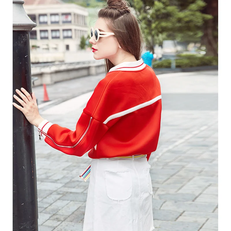 Women Fashion Space Cotton New Jackets Zipper Fly Embroidery Heart Outwear Coat Female Jacket Loose Red Coats 680 | Женская одежда