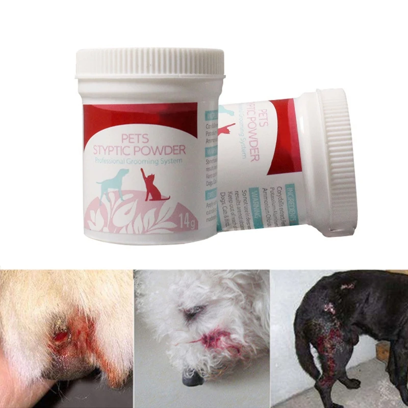 14 г/бутылка Pet стиптический порошок для собак и кошек Антибактериальный порошок анальгезии медицинские принадлежности для домашних животных для быстрого гемостаза