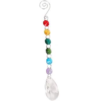 

Chakra Crystal Prisms Suncatcher with Multi Octagon Beads Window Hanging Ornaments Rainbow Maker Collection Decor,Pack Of 9