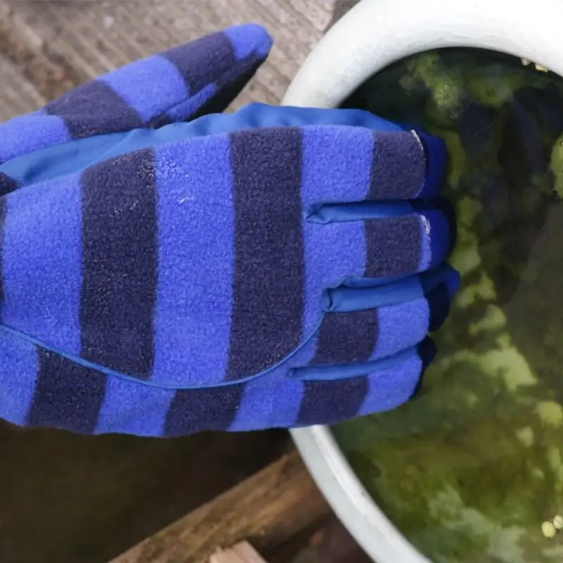 Мужские и женские Зимние флисовые лыжные перчатки полосы контрастных цветов водонепроницаемые теплые перчатки для сноуборда L/XL