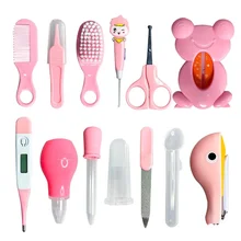 Kit de soins pour bébé, 13 pièces, outils de sécurité pour le nettoyage du nez, hygiène du nouveau né, Kit de toilettage, coupe ongles, peigne à ciseaux 