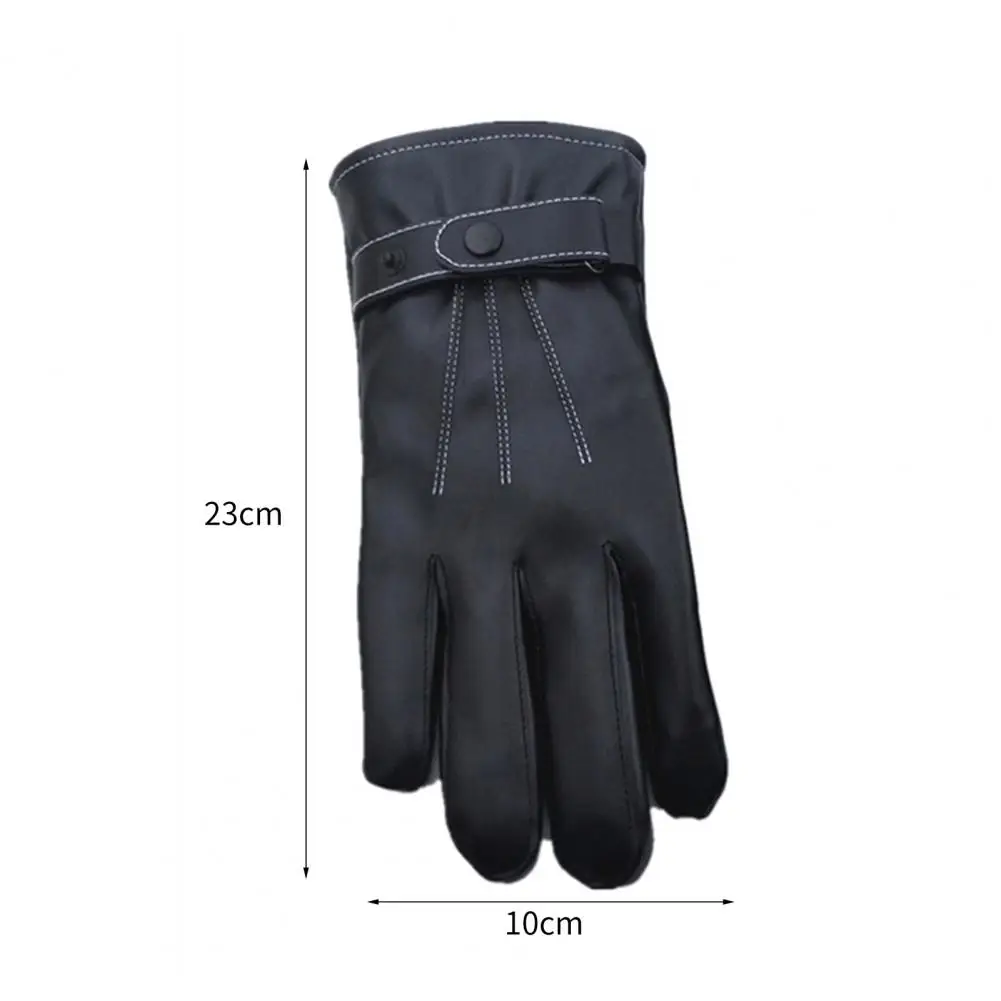 Leather Gloves Winter Gloves Men Genuine Black Real Sheepskin Wool Lining Warm Driving Gloves Cycling 5