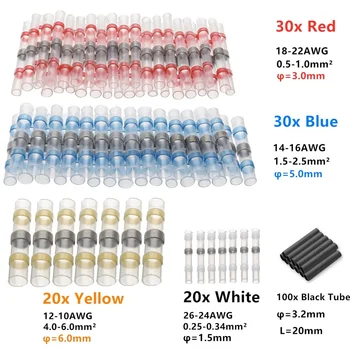 

200PCS Soldering Seal Heat Shrink Sleeve Butt Crimp Terminals Electrical Wire Connectors Kit 10-26AWG Waterproof Insulated
