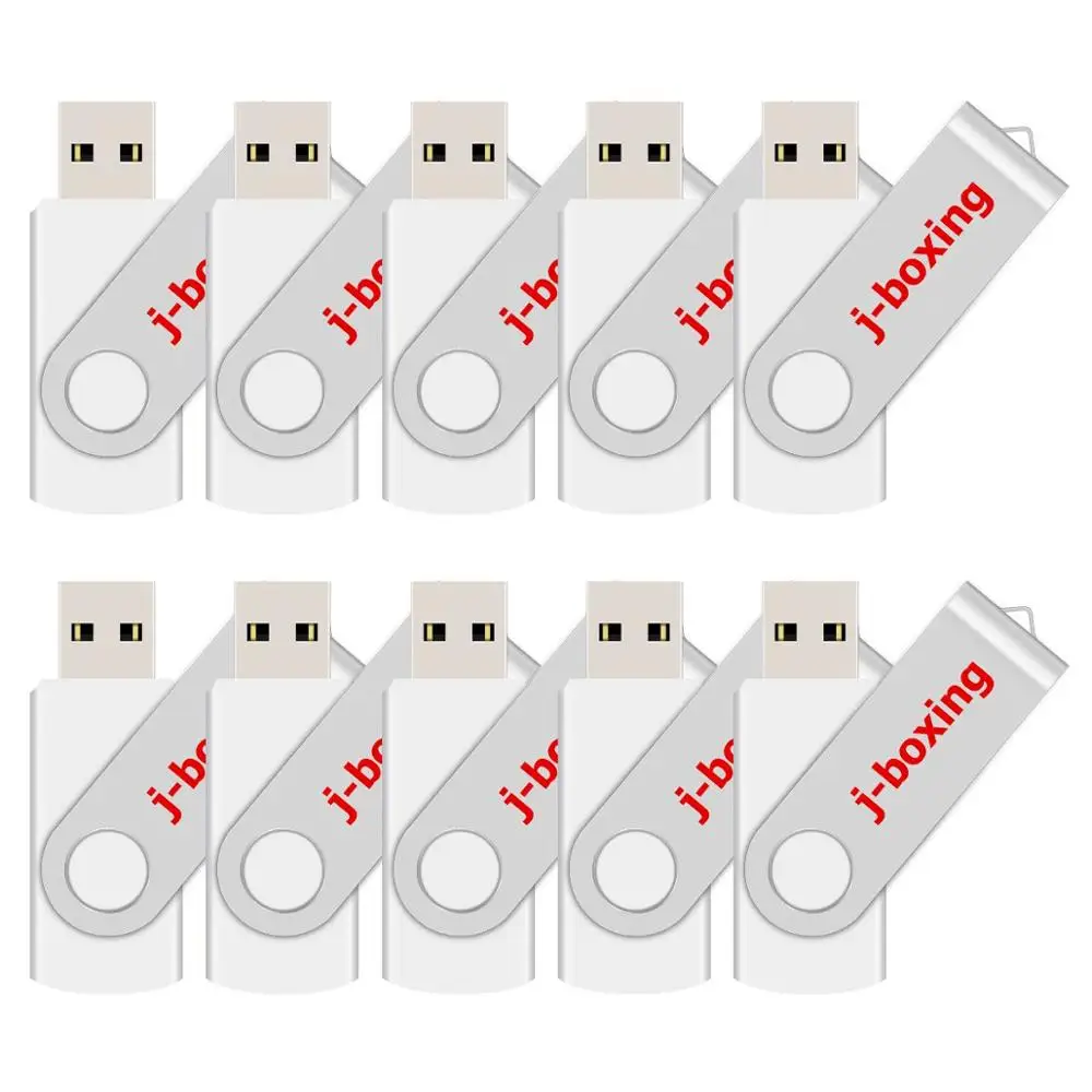 

J-boxing 10PCS USB Flash Drives 16GB Metal Swivel USB 2.0 Memory Stick 1GB 2GB 4GB 8GB Rotating Pendrives 32GB Jump Drive White