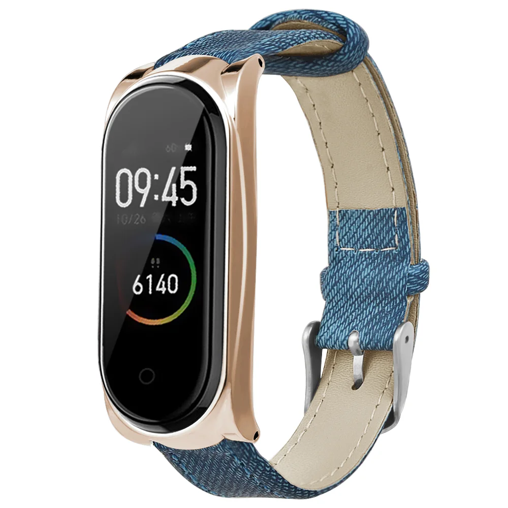 Bakeey для Xiaomi Miband 4 джинсовый кожаный ремешок для часов Ремешок для часов на замену смарт-аксессуары модные ковбойские носимые устройства