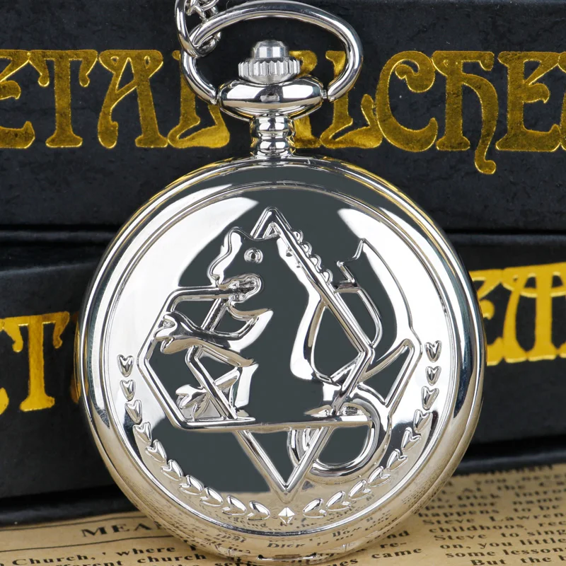 

Anime Theme Cute Monster Carving Quartz Pocket Watch With Silver Chain Pendant Men Women Clothing Accessories
