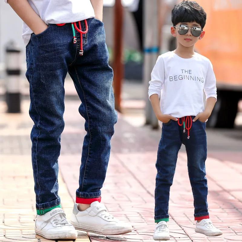 Модные штаны детские джинсовые брюки для мальчиков, Детская Весенняя джинсовая одежда повседневные джинсы для малышей возрастом от 4 до 14 лет, ковбойские джинсы для маленьких мальчиков
