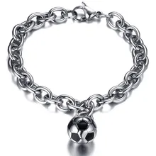 Нержавеющая сталь футбольный Браслет 3D для мужчин с эмалью футбольный мяч Шарм футбольный болельщик подарок для мужчин Спорт Хип-хоп ювелирные изделия