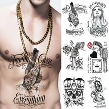 Тату татуировки временные переводные татуиСемейная временная татуировка с изображением розы, часов, черепа, татуировки, башня скорпиона, водонепроницаемые татуировки, боди-арт, рука, поддельные татуировки для мужчин Wo