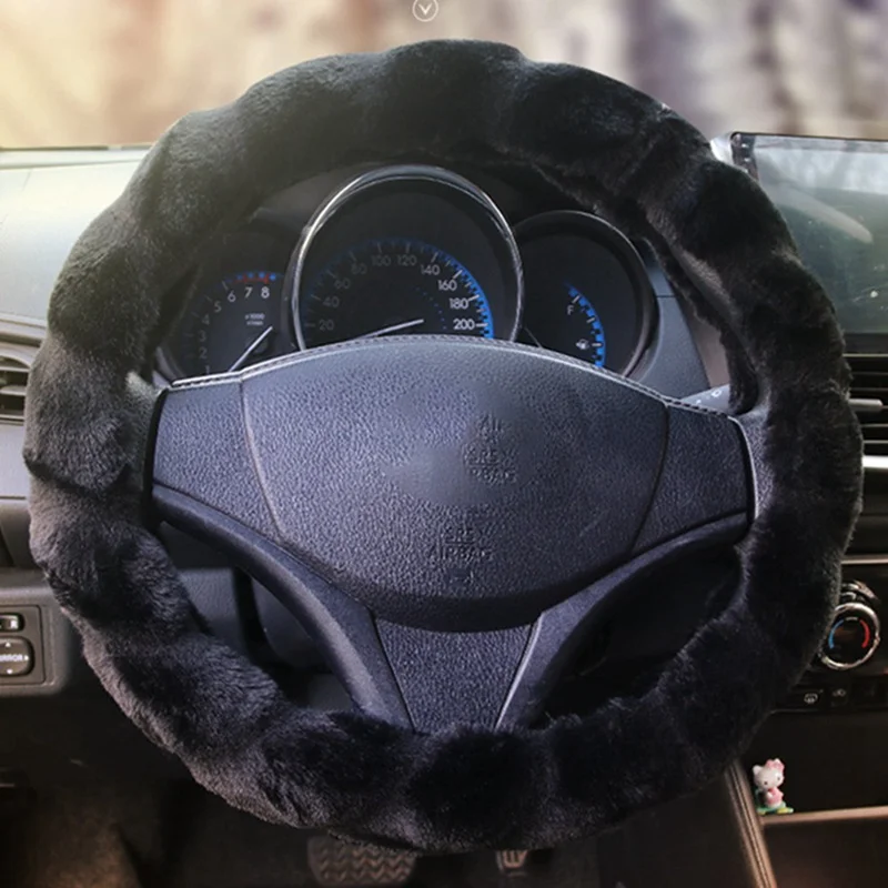 Универсальный руль Плюшевые Чехлы рулевого колеса автомобиля зимнее пальто с искусственным мехом рулевое колесо крышка автомобиля интерьерные аксессуары
