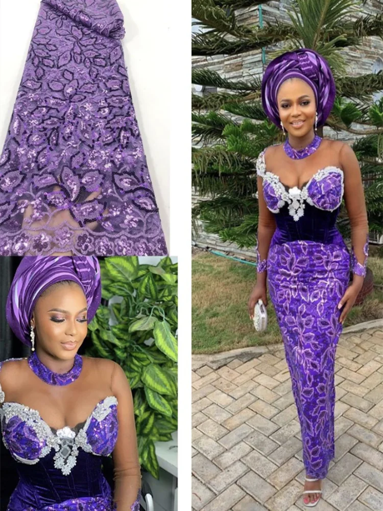 

African Lace Fabric 2021 High Quality French Tulle Lace With Sequins Nigerian Lace Fabrics For Wedding Dress SZ0441