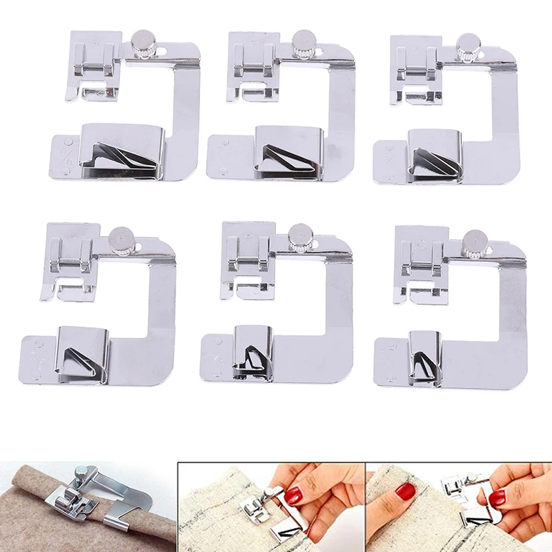 6pcs/lot Domestic Sewing Machine Foot Presser Rolled Hem Feet Set for Brother Singer Sewing