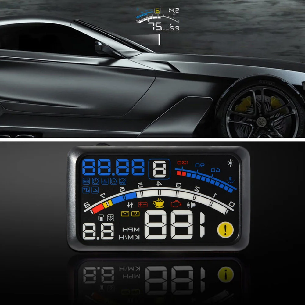 5,5 ''Durable OBD2 автомобиля gps HUD Дисплей более км/ч Предупреждение Системы