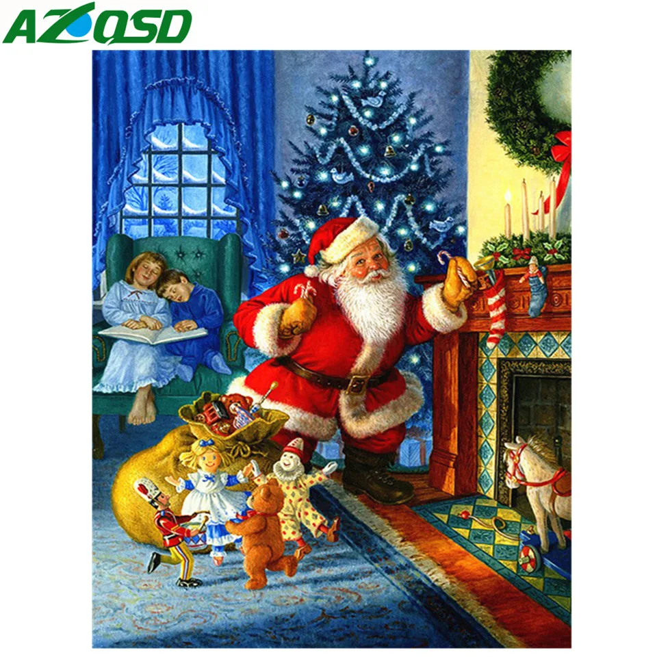 AZQSD Рождество 5D алмазная живопись Санта Клаус Стразы алмазные художественные наборы полная дрель вышивка крестиком рукоделие подарок