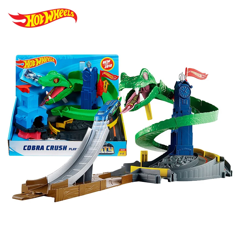Najtaniej Oryginalny hot wheels samochód Cobra wyścig tunelu podekscytowany wyścigi samochodowe przygoda konkurencji zabawki chłopcy Rail zestaw dla dzieci zabawki Oyuncak Araba
