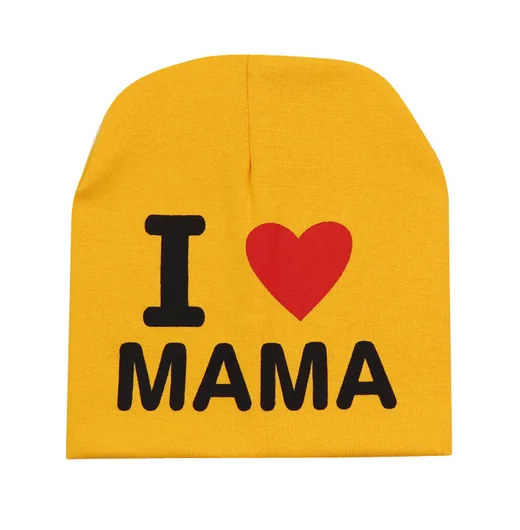Лидер продаж, новая весенне-осенняя вязаная теплая хлопковая шапочка для малышей, детские шапки с принтом «I LOVE PAPA MAMA» для маленьких мальчиков и девочек - Цвет: 12