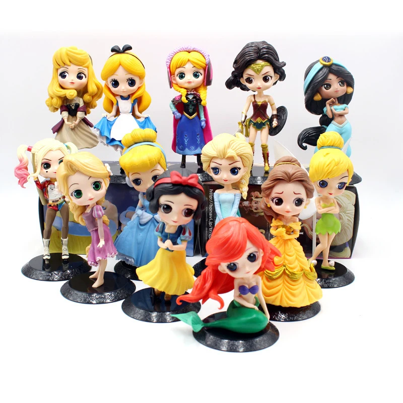 Chaude 28 Style Disney princesse Q Posket princesse neige Elsa & Anna clown PVC Anime poupées chiffres à collectionner modèle enfant jouets cadeau