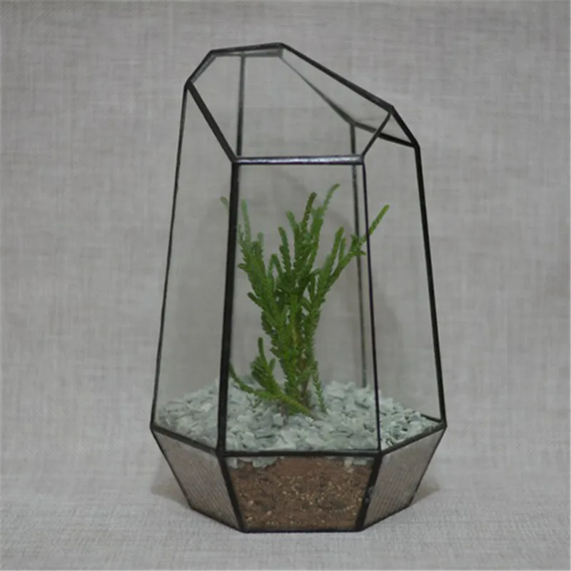 Geometric Irregular Glass Terrariums Tabletop Miniature Garden Vase Quartz Shape Solder Green House Plant  Home Decorating 3
