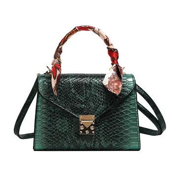 

Female Mini Fashion Multicolor Snakeskin Texture Material Handbag Wome PU Leather Green Pink Phone Messenger Shoulder Bags 2020