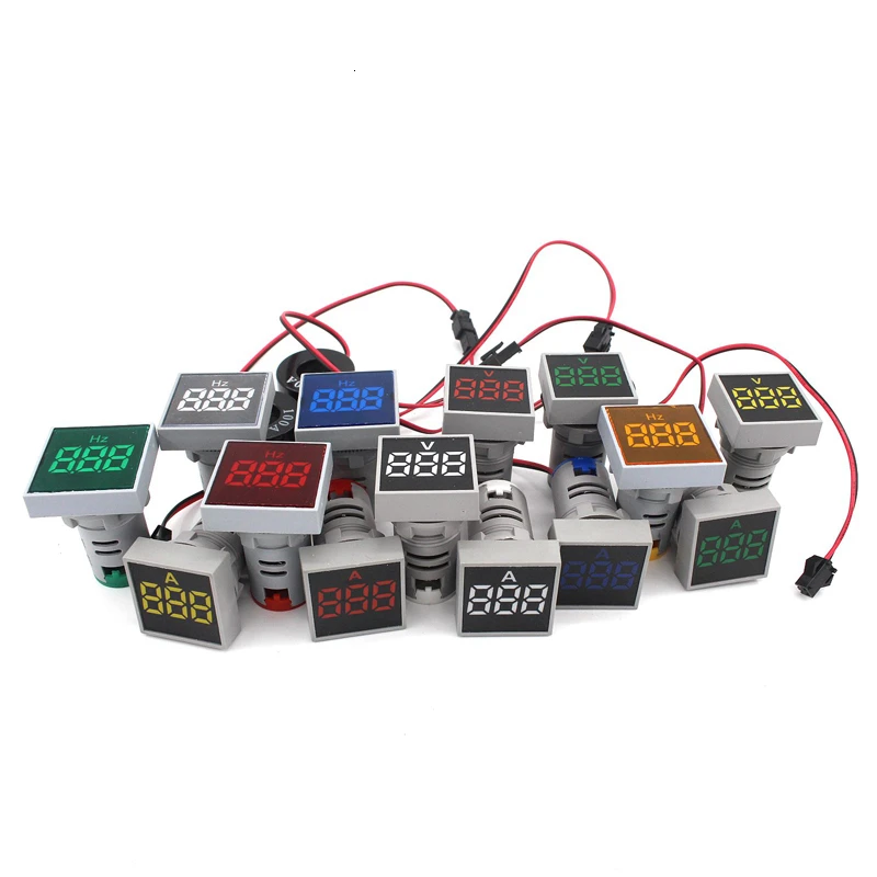 

10PCS LED Digital Display AC Voltmeter Ammeter Volt Voltage Ampere Current Frequency Meter Warning Indicator Signal Light Tester