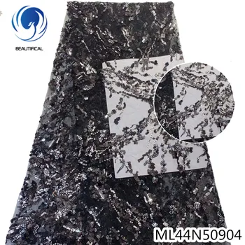 

BEAUTIFICAL lace african sequins embroidery net lace fabrics 5 yards high quality tulle lace sewing ML44N509