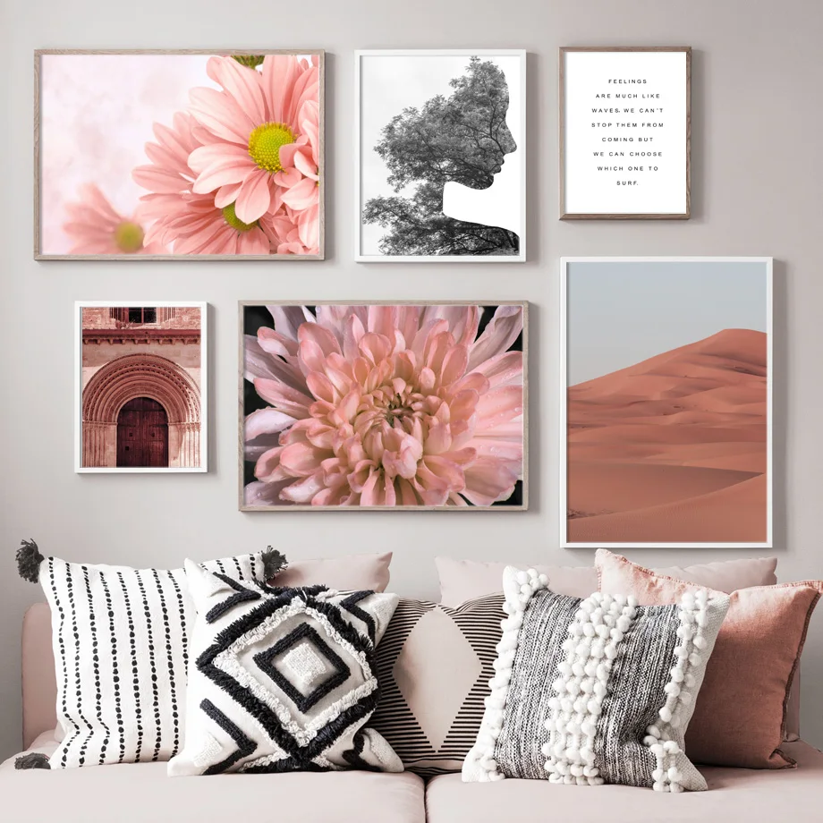 

Pink Flower Desert Girl Quote Wall Art Print Canvas Painting Nordic Canvas Posters And Prints Wall Pictures For Living Room
