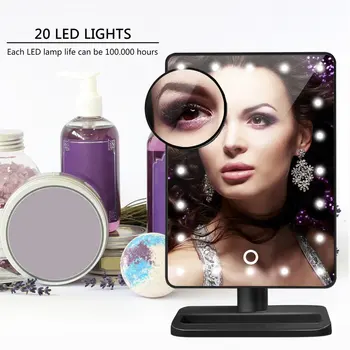 

20LED Dimmable Make-up Table Mirrior 12" Screen 4000-5000K with Removable Suction Cup 10X Magnification Magnifier