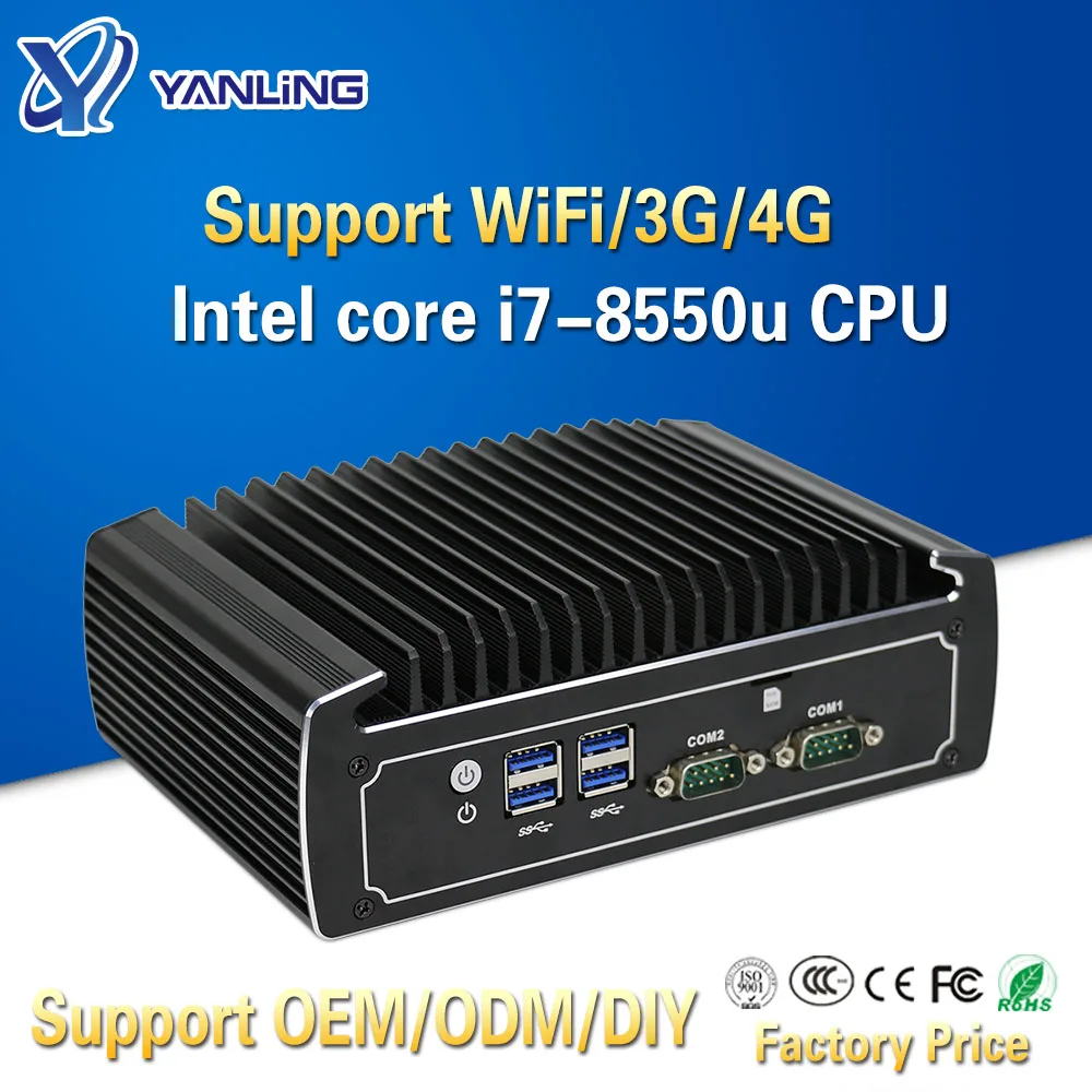 Yanling Top Mini PC Win 10 Intel i7-8550u quad core dual lan 4K HTPC fanless gaming laptop desktop-computer mit 2 COM optional Yanling Top Mini PC Win 10 Intel i7-8550u quad core dual lan 4K HTPC fanless gaming laptop desktop-computer mit 2 COM optional