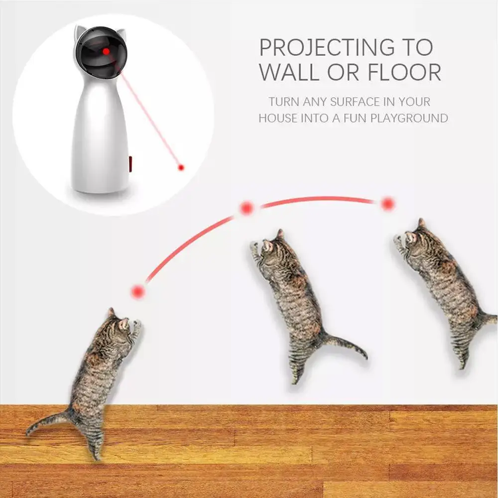 Intelligent Toy For Cats Exercise Work 15 Minutes After Every Three Hours Interact With The Cat USB Charge Smart LED