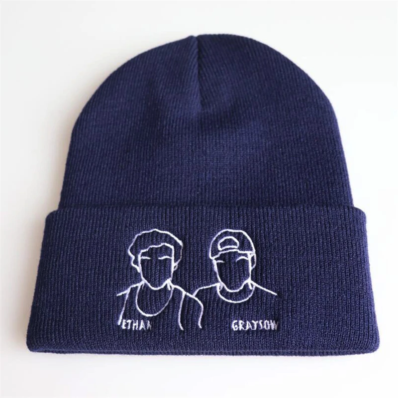 Осенние и зимние вязаные шапки Dolan Twins Ethan Grayson, шапки для мужчин и женщин, унисекс, Теплые Лыжные шапки W87