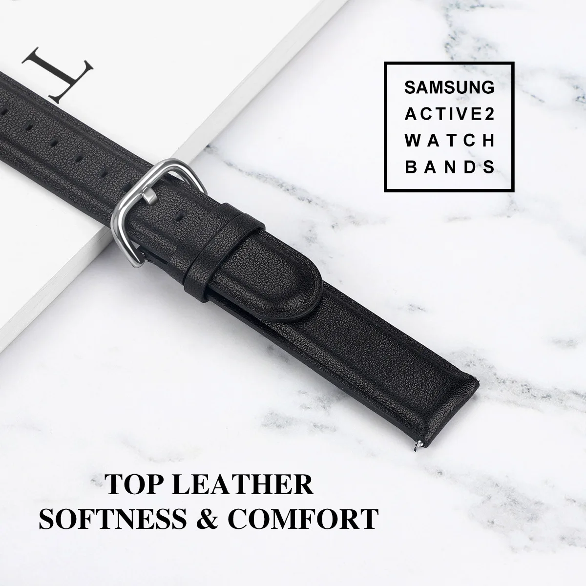 Ремешок для часов из натуральной кожи для samsung Galaxy Watch Active 2 40 мм 44 мм быстросъемный стальной ремешок с застежкой