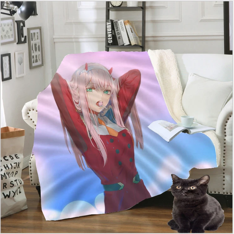 Аниме Darling In The Franxx одеяло с 3D принтом Zero Two флисовое дорожное стеганное для дивана