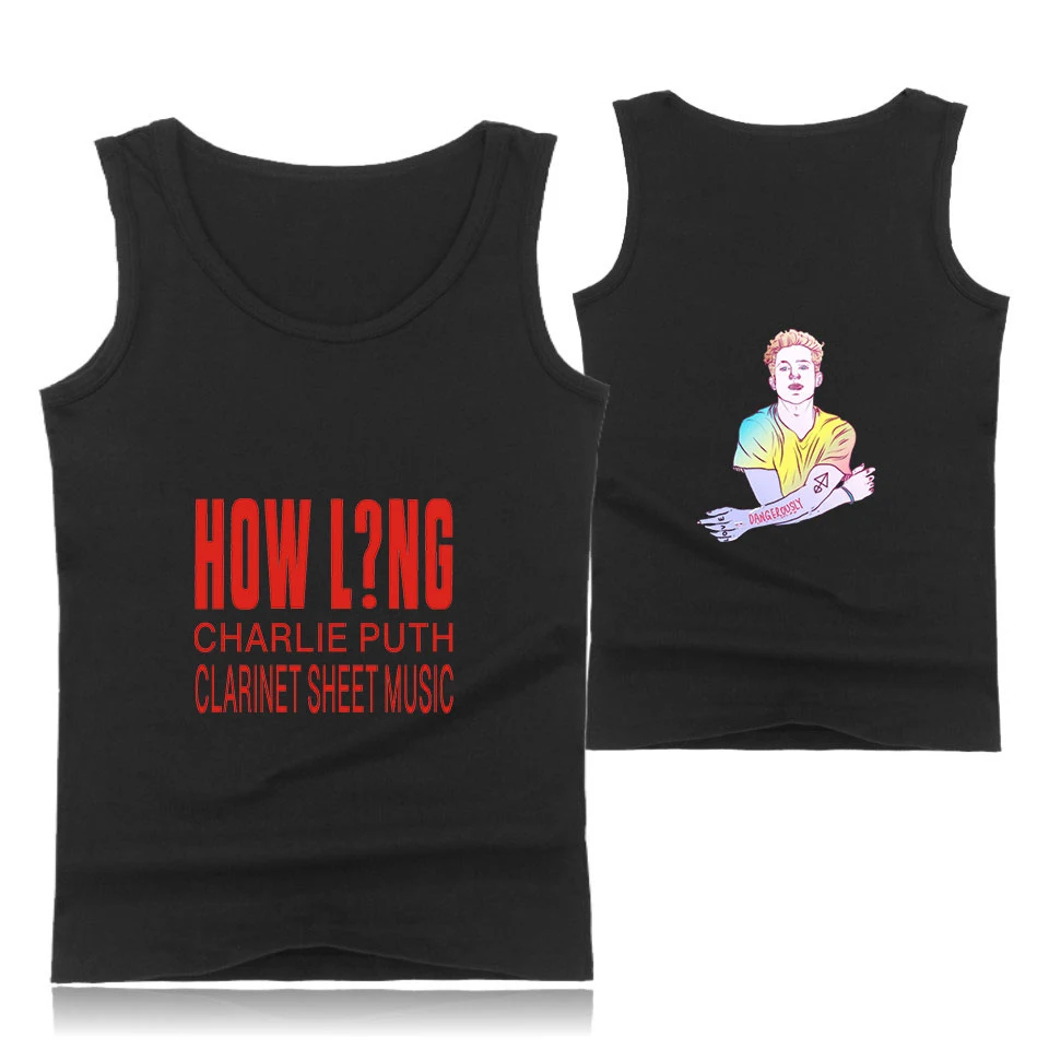 2019 Summer Plus Size  Men Clothing Tank Tops charlie puth printed   Singlets Sleeveless Fitness Men Vest Bodybuilding Vest