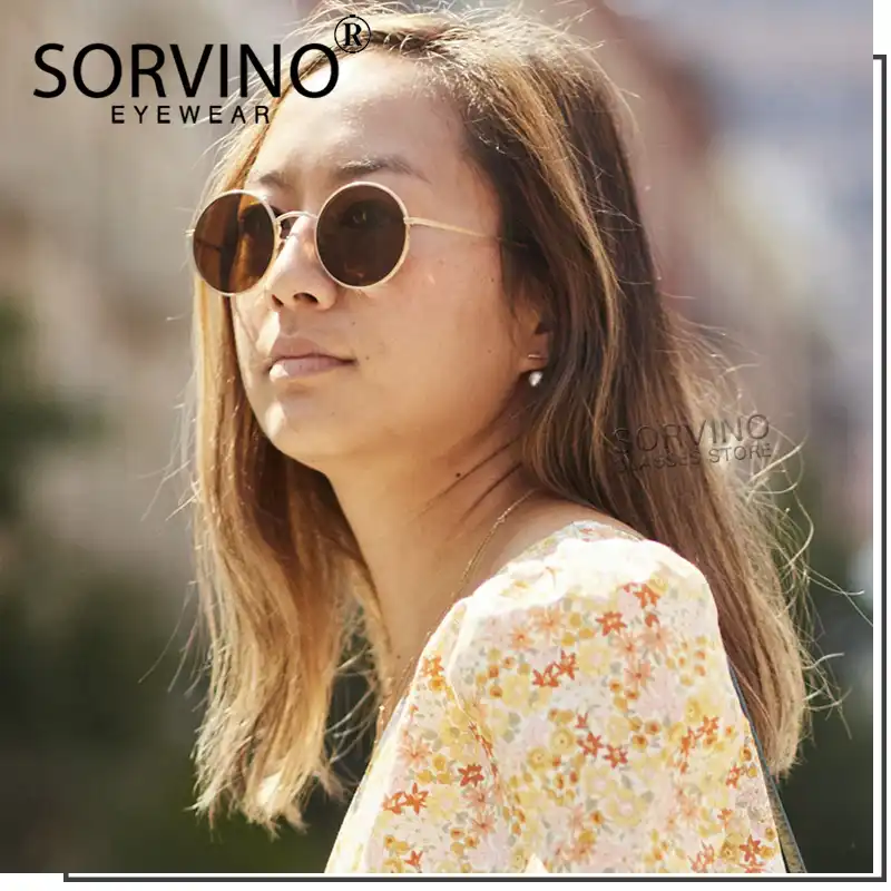 Sorvino Retro Small Round Steampunk Sunglasses Men Shades For