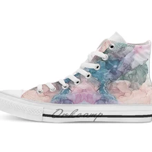Небесная Пастель 2 оригинальные абстрактные чернила живопись дышащая Повседневная Высокая Топ на шнуровке холщовая Обувь Кеды Прямая