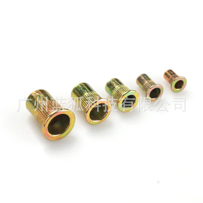 

Cross Border 120PCS Boxed Plated Color Zinc Rivet Nut M4/5/6/8/10 Combination Flat Vertical Stripes Rivet Nut
