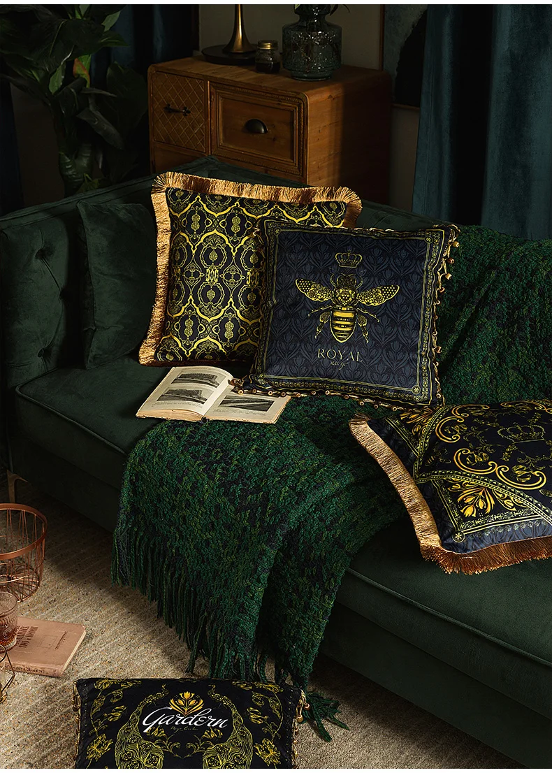 Классическая мода пчела дизайн бархат кисточкой Чехол на подушку с принтом наволочка домашний декоративный диван подушка стул