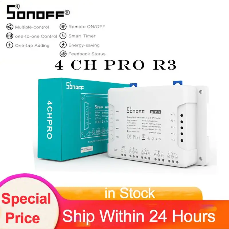 SONOFF 4CH R3 PRO R3 Wifi Switch 4 Gang Wi-Fi Smart Switch APP Voice Control 