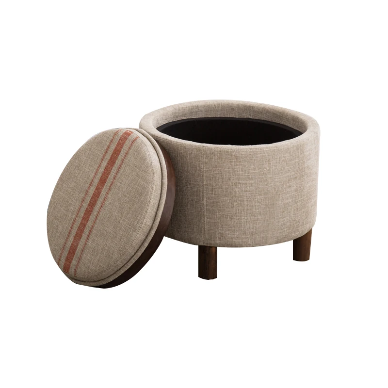 

Solid wood storage stool fabric simple American storage box multi-function coffee table stool storage stool sofa change shoe