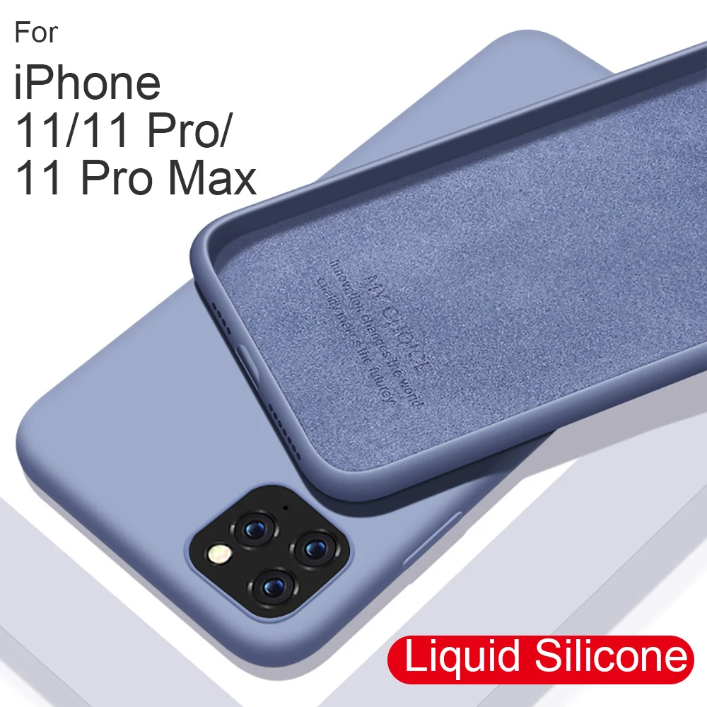 

Liquid Silicone Case on The for iphone 11 11 Pro MAX Cases Cloth Lining Soft Rubber Back Cover for iPhone 11 iPhone11 Case Coque
