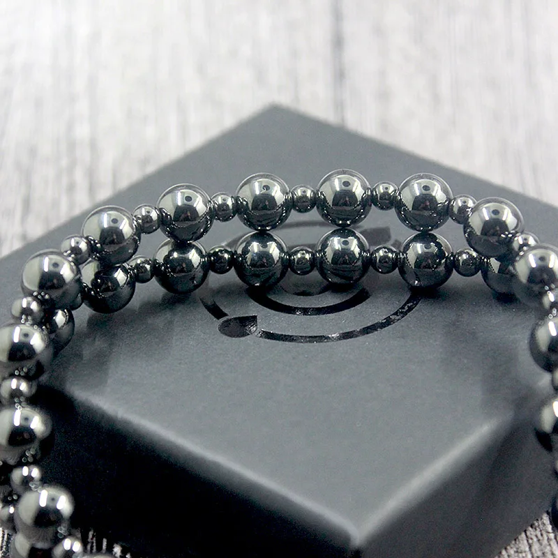 Women necklace men necklace Magnetic Hematite Stone 8mm Round Beads Beaded Necklace Healing Therapy For Men and Women
