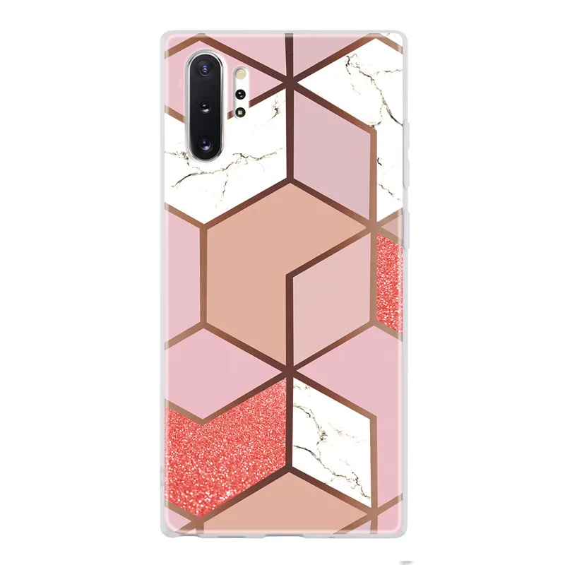 Pink Покрытие с геометрическим рисунком Мрамор чехол для samsung Galaxy Note 10 плюс S8 S9 S10 S10E J4 J6 A6 A7 A8 A5 J3 J5 J7 Мягкий ТПУ чехол с мультипликационным рисунком - Цвет: Pink