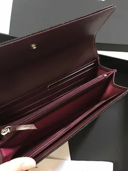 

Classic Luxury Lambskin Leather Wallet Top Quality Designer Brand Clutch Women's Casual Wallet Caviar Long Wallet 19cm