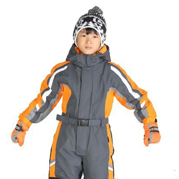 TWTOPSE/детский лыжный сноуборд, костюм комбинезон, цельный зимний костюм, зимняя одежда, Детский комплект для девочек и мальчиков, уличные утепленные штаны, куртка - Цвет: Gray