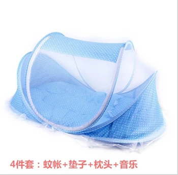 

4pcs/lot 0-36 Months Baby Bed Portable Foldable Crib With Netting Newborn Sleep Travel Mosquito Net