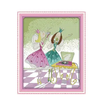 

The Singing Little Princess Patterns Counted Cross Stitch Kits Embroidery Kits 14ct 11ct Printed Fabric Handmade Needlework Sets
